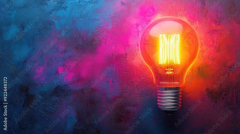 Colorful Creative idea concept with a lightbulb made from colorful paint Colorful Creative idea concept with a lightbulb made from colorful paint