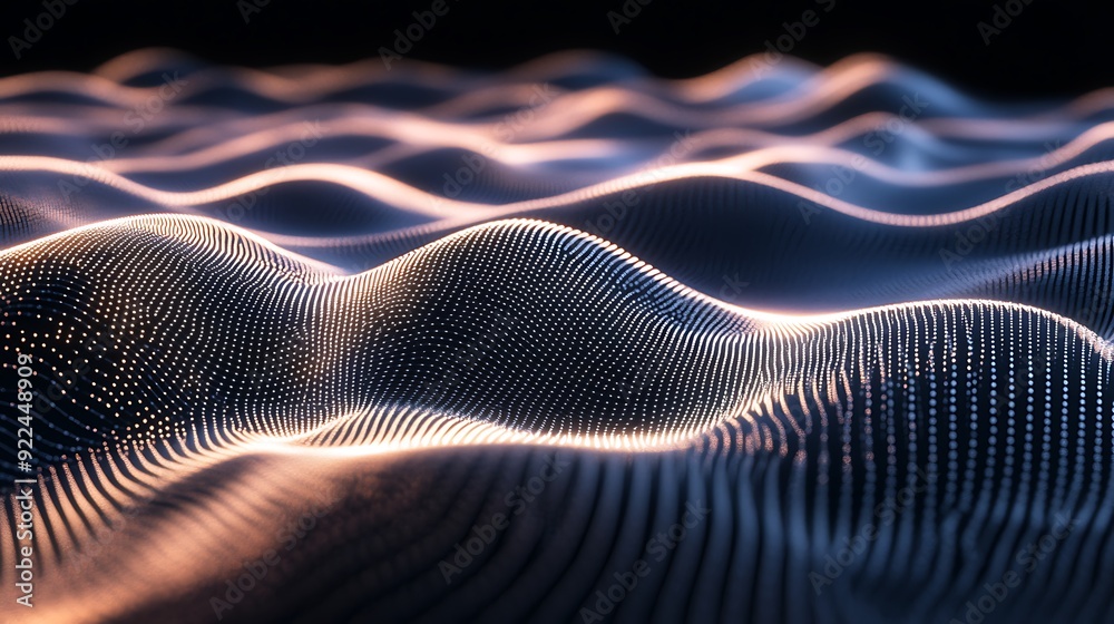 Abstract Wave Pattern of Glowing Dots and Lines Abstract Wave Pattern of Glowing Dots and Lines
