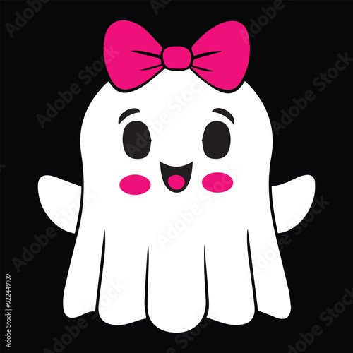 Illustration of cute and adorable yet spooky kawaii ghost vector eps 10