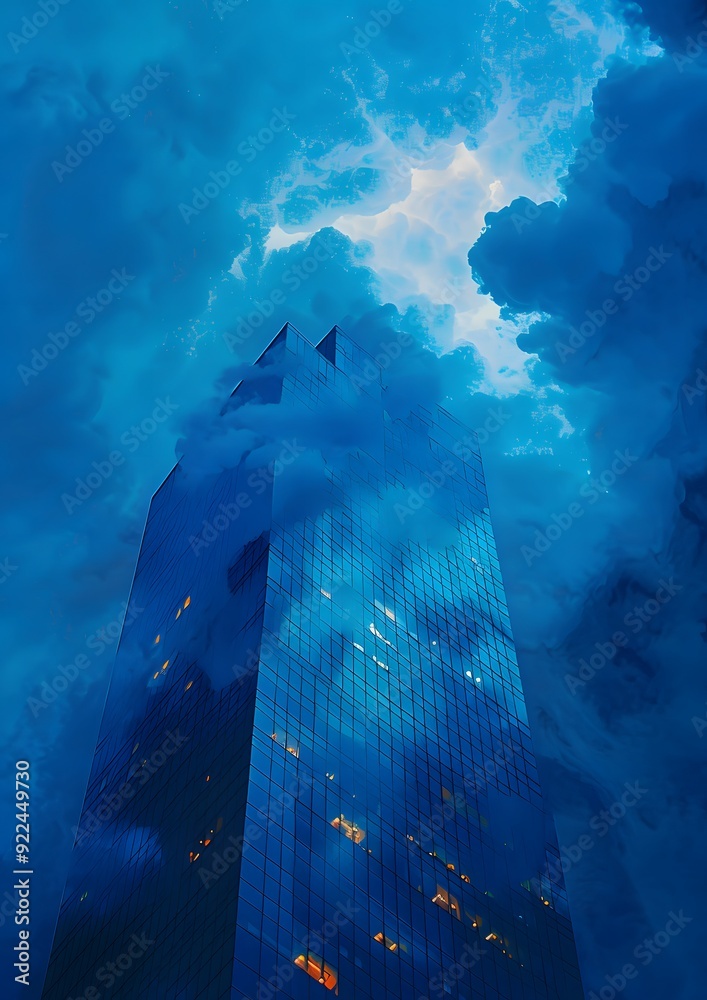 Fototapeta premium A tall building with a blue sky in the background