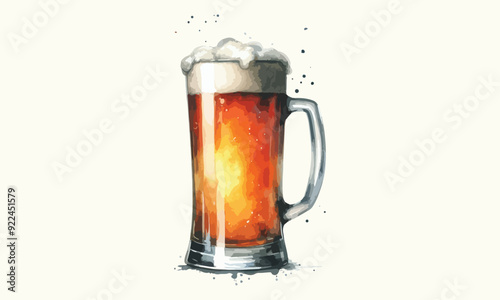 free drink, watercolor mugs of beer, alcohol drinks, hand drawn illustration, watercolor mugs of beer