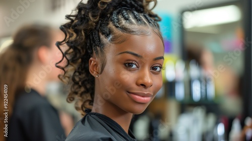 Cosmetology student, learning techniques, classroom