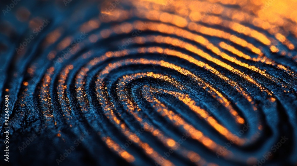 Golden fingerprint on a dark surface Golden fingerprint on a dark surface