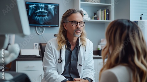 doctor examining a patient using advanced technology in a private clinic setting