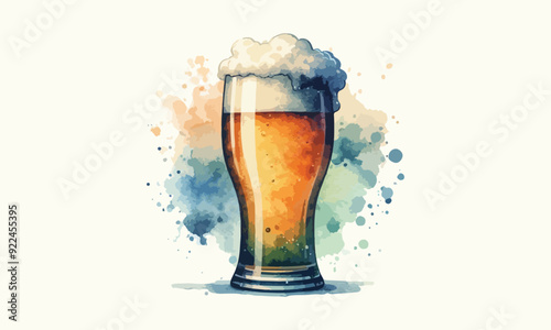 free drink, watercolor mugs of beer, alcohol drinks, hand drawn illustration, watercolor mugs of beer