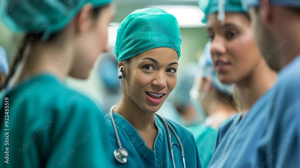 group of doctors discussing a patient's case during a round