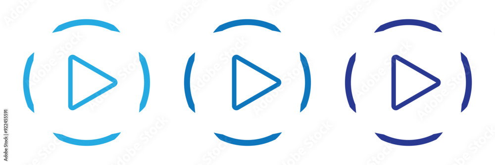 Set of play buttons icons. Play button. Video audio player. Vector ...
