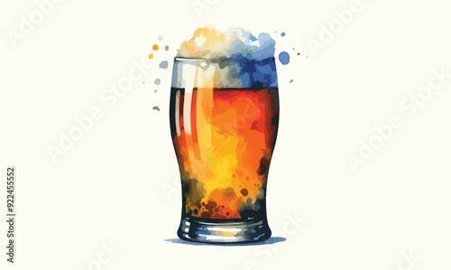 free drink, watercolor mugs of beer, alcohol drinks, hand drawn illustration, watercolor mugs of beer
