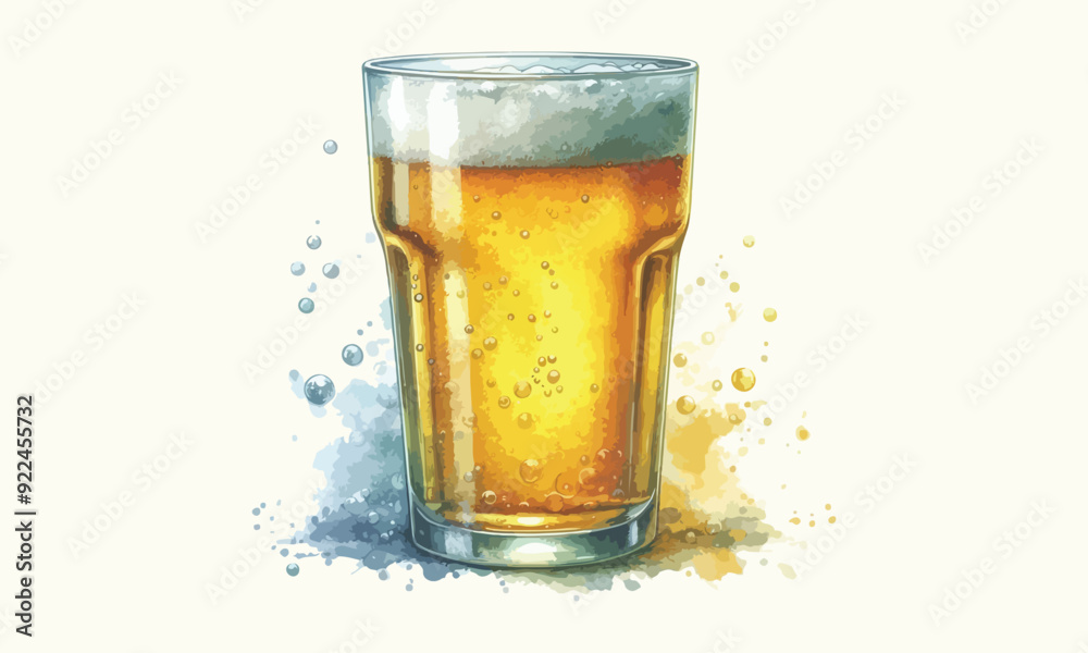 free drink, watercolor mugs of beer, alcohol drinks, hand drawn illustration, watercolor mugs of beer