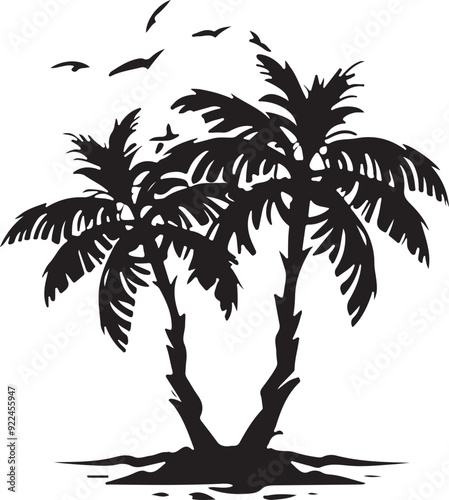 Palm tree illustration silhouette vector art design