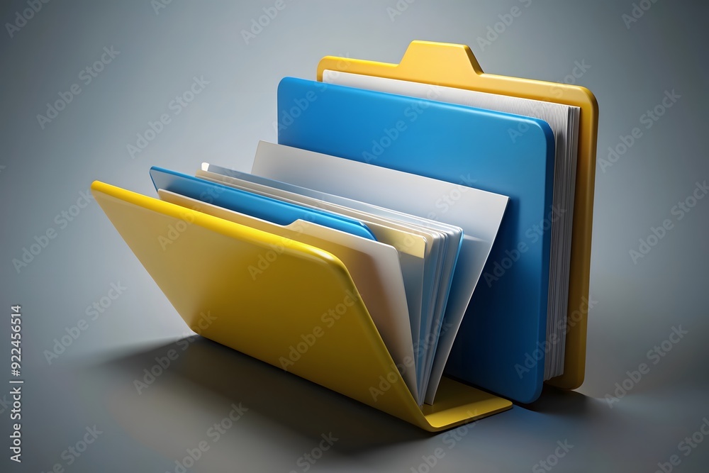 Three Yellow folders icon opened 3D rendering illustration isolated on gray background
Three Yellow folders icon opened 3D rendering illustration isolated on gray background