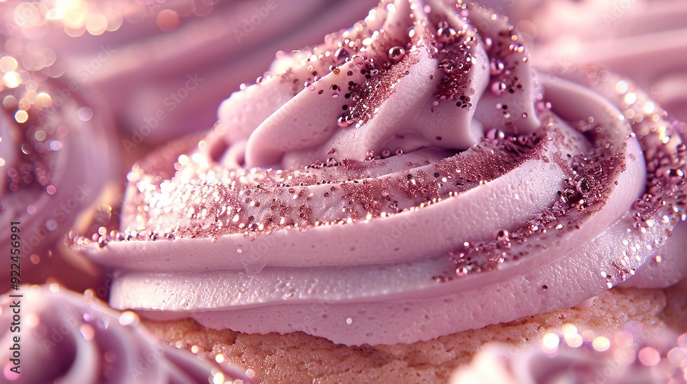 Close-up of a cupcake with white frosting and pink sprinkles on top Close-up of a cupcake with white frosting and pink sprinkles on top