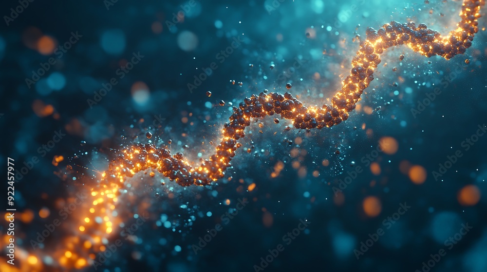 Illuminated RNA Strand on Dim Background with High Detail in 8K Resolution Illuminated RNA Strand on Dim Background with High Detail in 8K Resolution