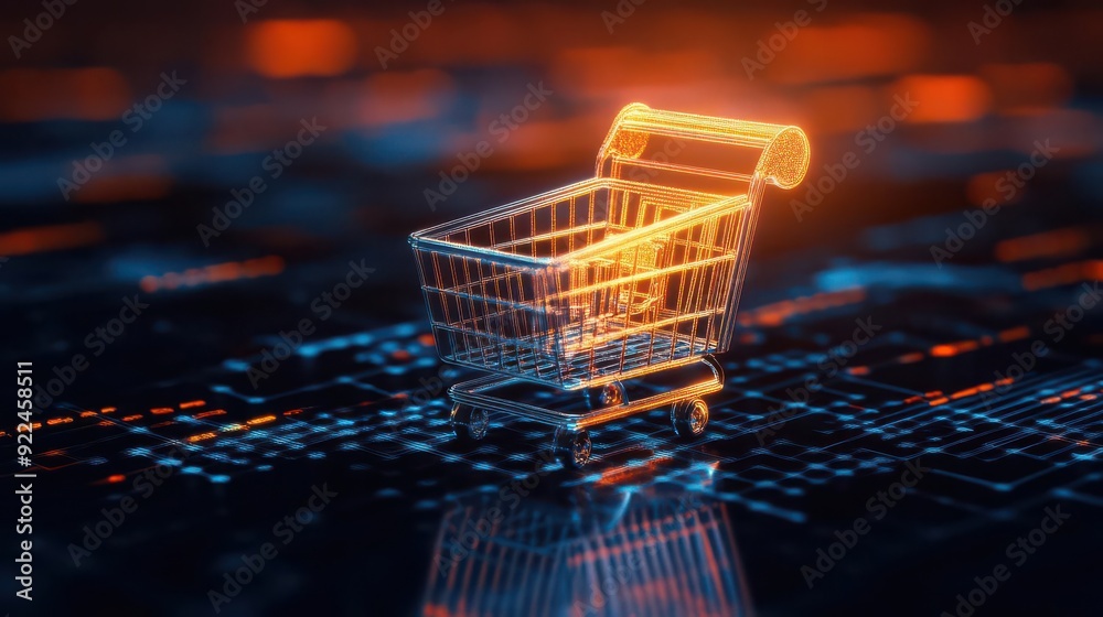 Visual of a secure cloud environment hosting an e-commerce platform, illustrating data safety, cloud security, secure hosting