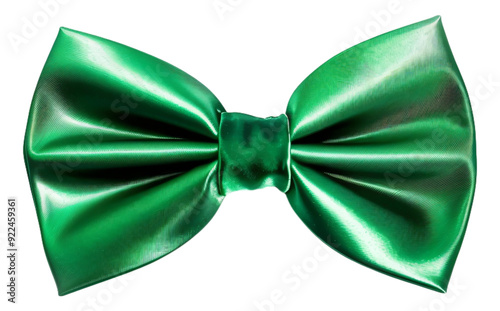 A shiny metallic green bow tie isolated.