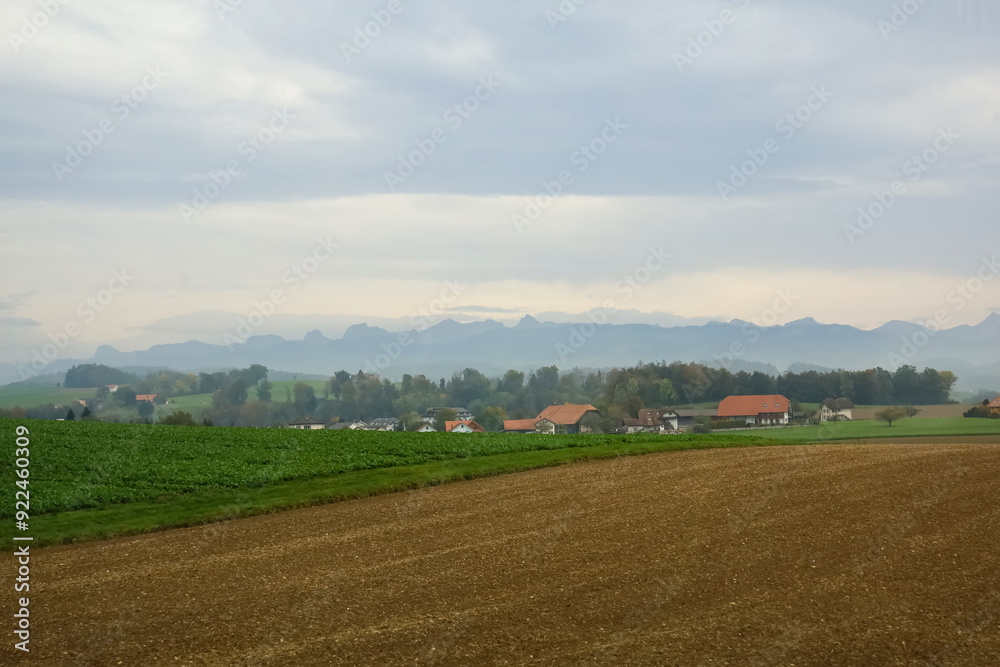 View of the mountain and nature Park in autumn season at switzerland