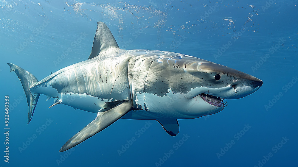 Naklejka premium Beautiful graceful white shark close up