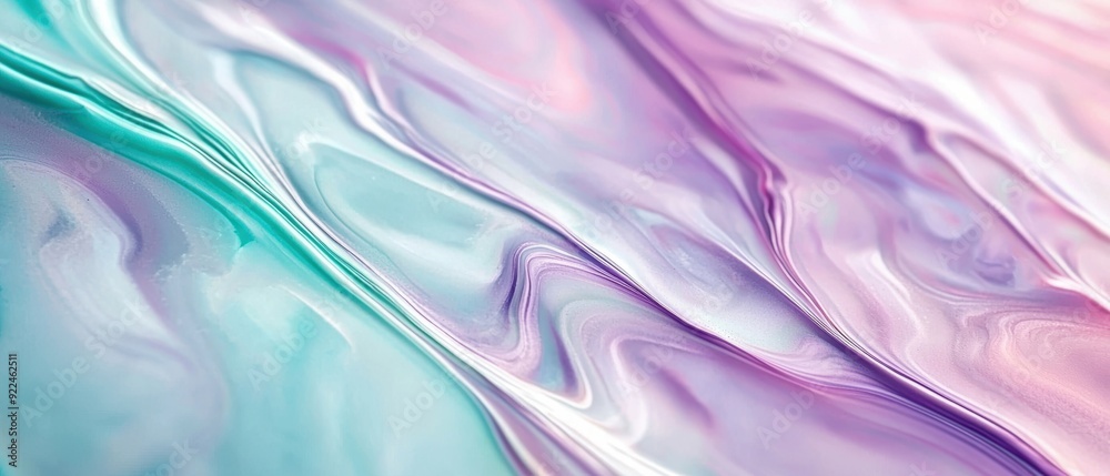 Obraz premium Subtle marbling oil acrylic paint background with soft shades of lavender and mint green, perfect for a calming and tranquil art wallpaper