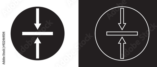 Compression arrows icon. Elasticity icon design on a white and black background. vector illustration.