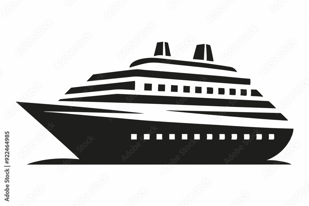 Modern Cruising Ship silhouette vector illustration.
Modern Cruising Ship silhouette vector illustration.