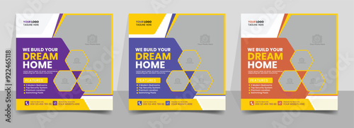 Real Estate home Social Media Post Template, Editable Post Template for Social Media Banners, ads, flayer.