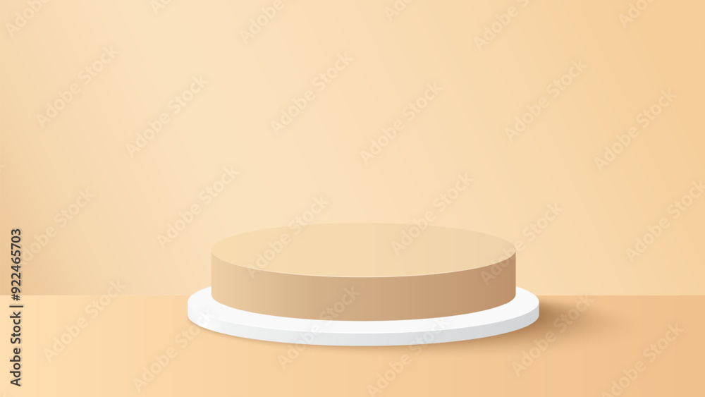 Podium to show product on beige background. Beige minimal scene for product display presentation. Vector illustration