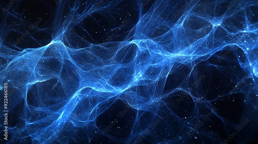 Abstract Blue Energy Network with Glowing Particles Abstract Blue Energy Network with Glowing Particles