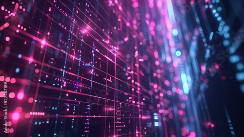 Abstract tech background featuring illuminated fiber optic connections, a quantum computing network system, and global electronic intelligence.