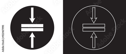 Compression arrows icon. Elasticity icon design on a white and black background. vector illustration.