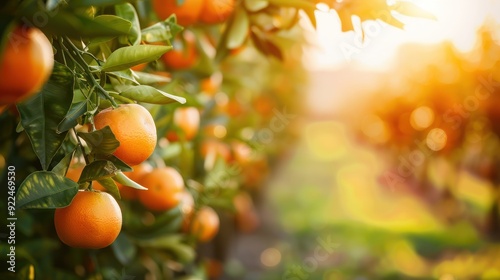 Sun-kissed Oranges in an Orchard