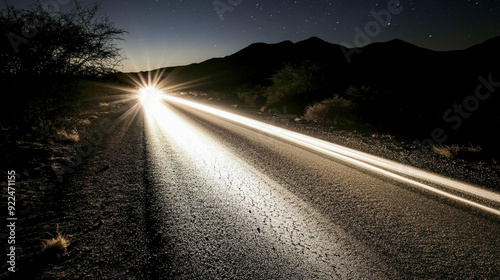 Long exposure of a deserted road at night