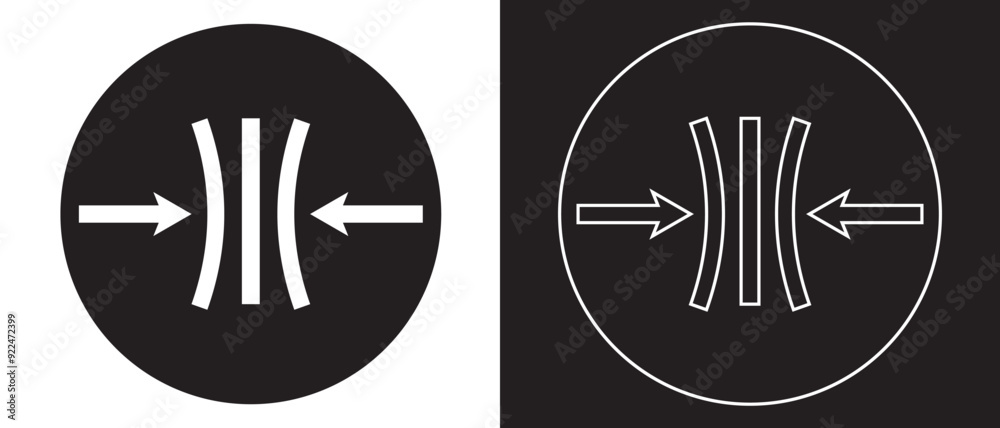 Obraz premium Compression arrows icon. Elasticity icon design on a white and black background. vector illustration.