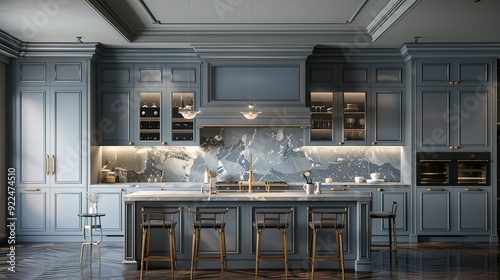 Sleek Gray Kitchen Interior with Modern Countertops