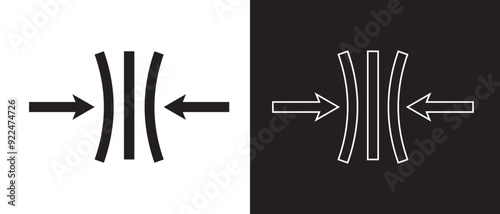 Compression arrows icon. Elasticity icon design on a white and black background. vector illustration.