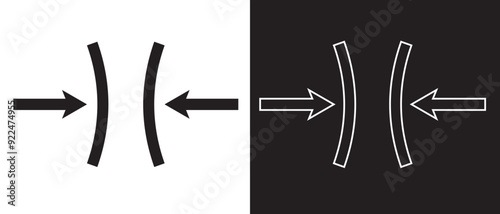 Compression arrows icon. Elasticity icon design on a white and black background. vector illustration.