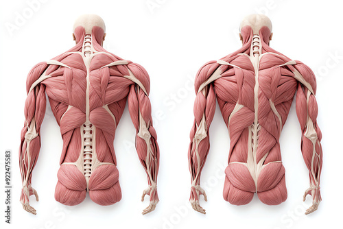 Detailed muscle anatomy for research, realistic textures, highdefinition anatomical illustration, medical study, precise muscle layering, scientific imagery photo