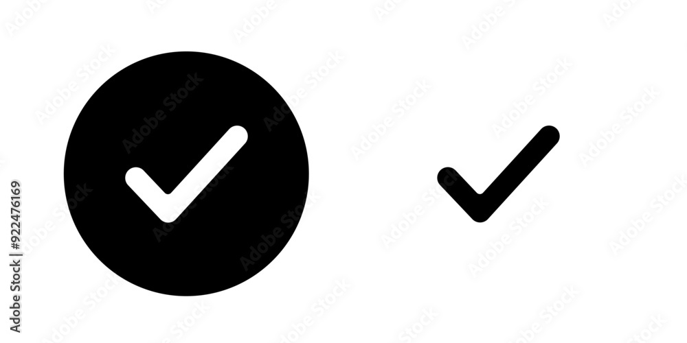 Tick Mark Black and White. Isolated Vector Illustration Tick Mark Black and White. Isolated Vector Illustration
