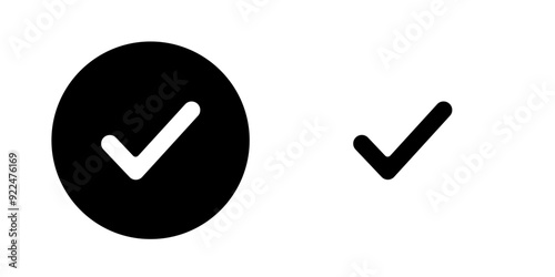 Tick Mark Black and White. Isolated Vector Illustration