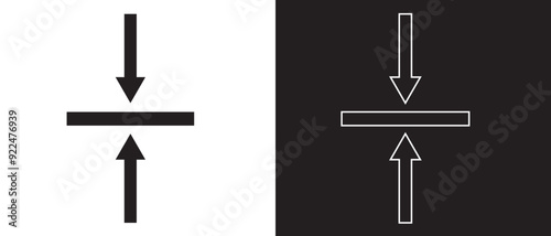 Compression arrows icon. Elasticity icon design on a white and black background. vector illustration.