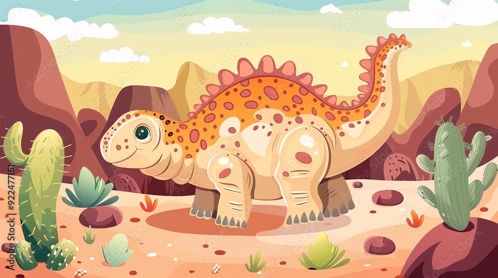 Obraz premium a Ankylosaurus with its armored platesin a kawaii style