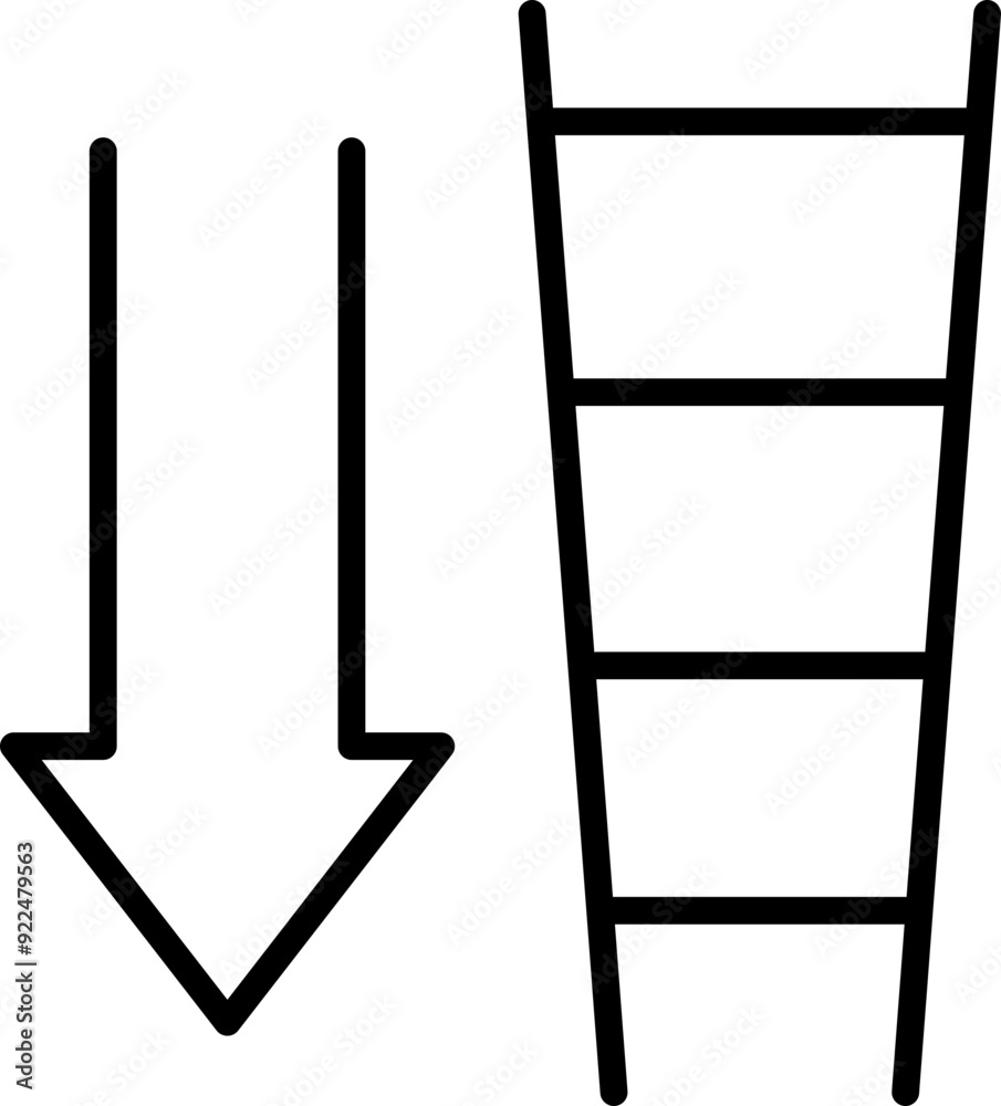 Stairs down icon. Linear style. Stairs down icon. Linear style.