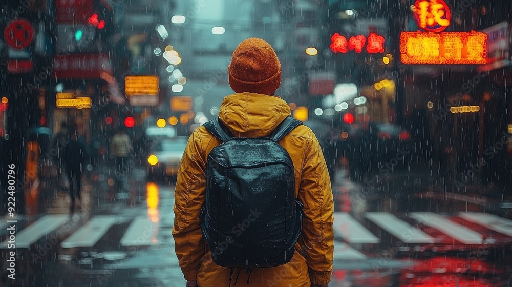 Man arriving at road junction is faced with the decision of taking the right path forward Man arriving at road junction is faced with the decision of taking the right path forward