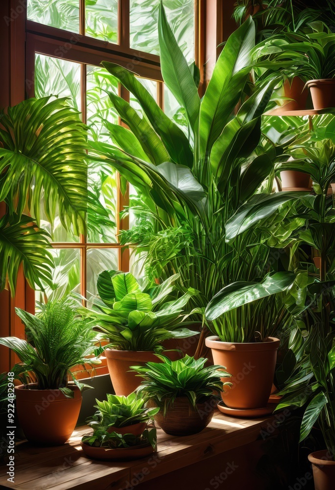vibrant houseplant arrangements illuminated natural light creating lively indoor atmosphere, botanical, cheerful, colorful, decor, decorative, elegance vibrant houseplant arrangements illuminated natural light creating lively indoor atmosphere, botanical, cheerful, colorful, decor, decorative, elegance