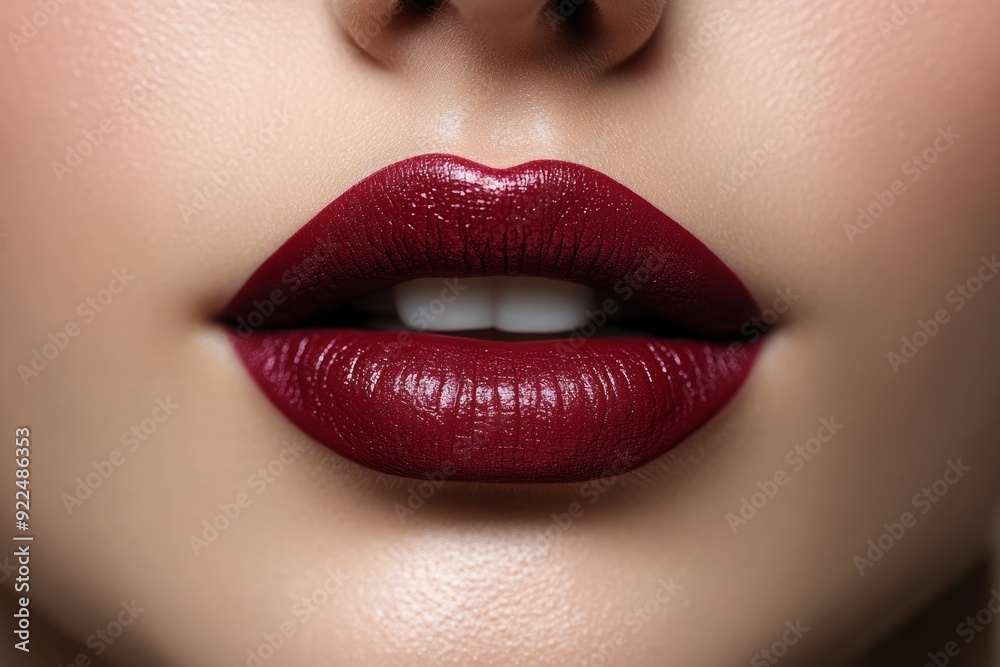 Elegant Close-up of a Woman Gracefully Applying Lipstick - A Study in Beauty and Confidence. Makeup Application HD Portrait.