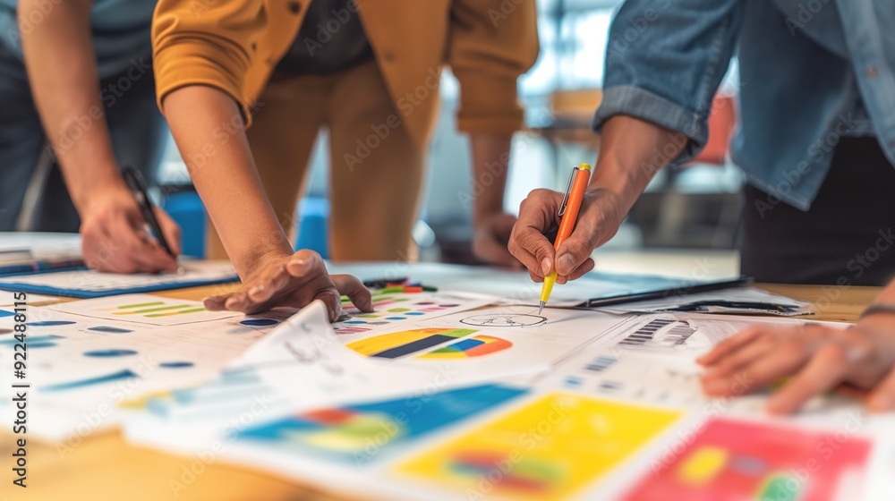 team of investors evaluating a startup's pitch deck to determine its viability team of investors evaluating a startup's pitch deck to determine its viability