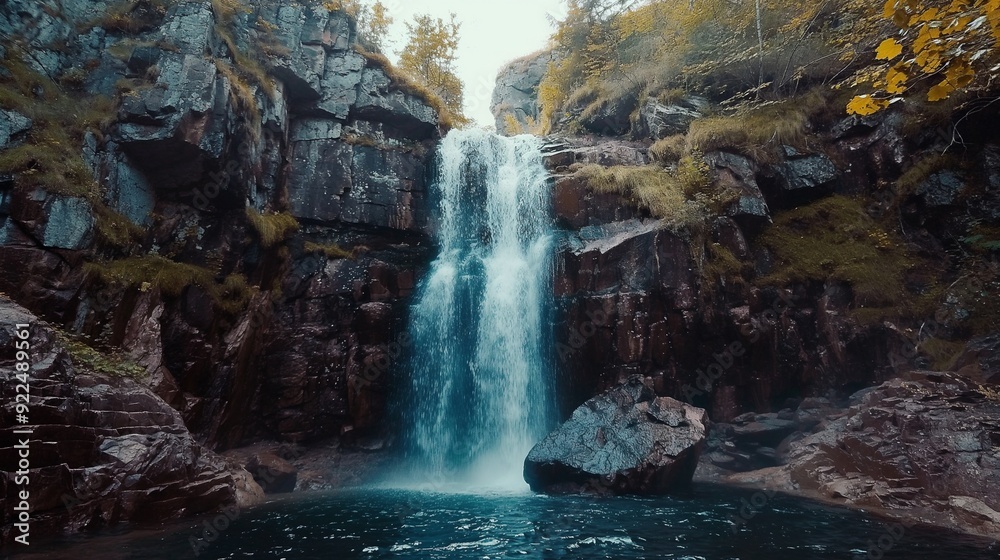 beautiful waterfall cascading down a rocky cliff beautiful waterfall cascading down a rocky cliff
