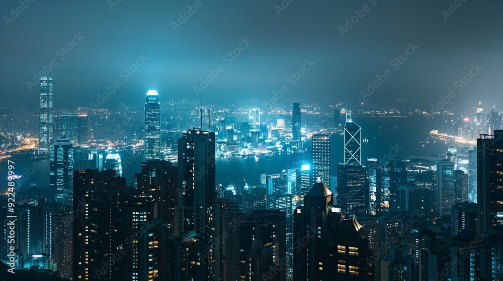 custom made wallpaper toronto digitalcityscape at night with skyscrapers lit up