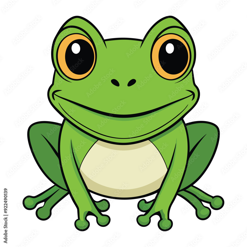 Cartoon Style Frog 2D Drawing Icon Vector Design on White Background Cartoon Style Frog 2D Drawing Icon Vector Design on White Background