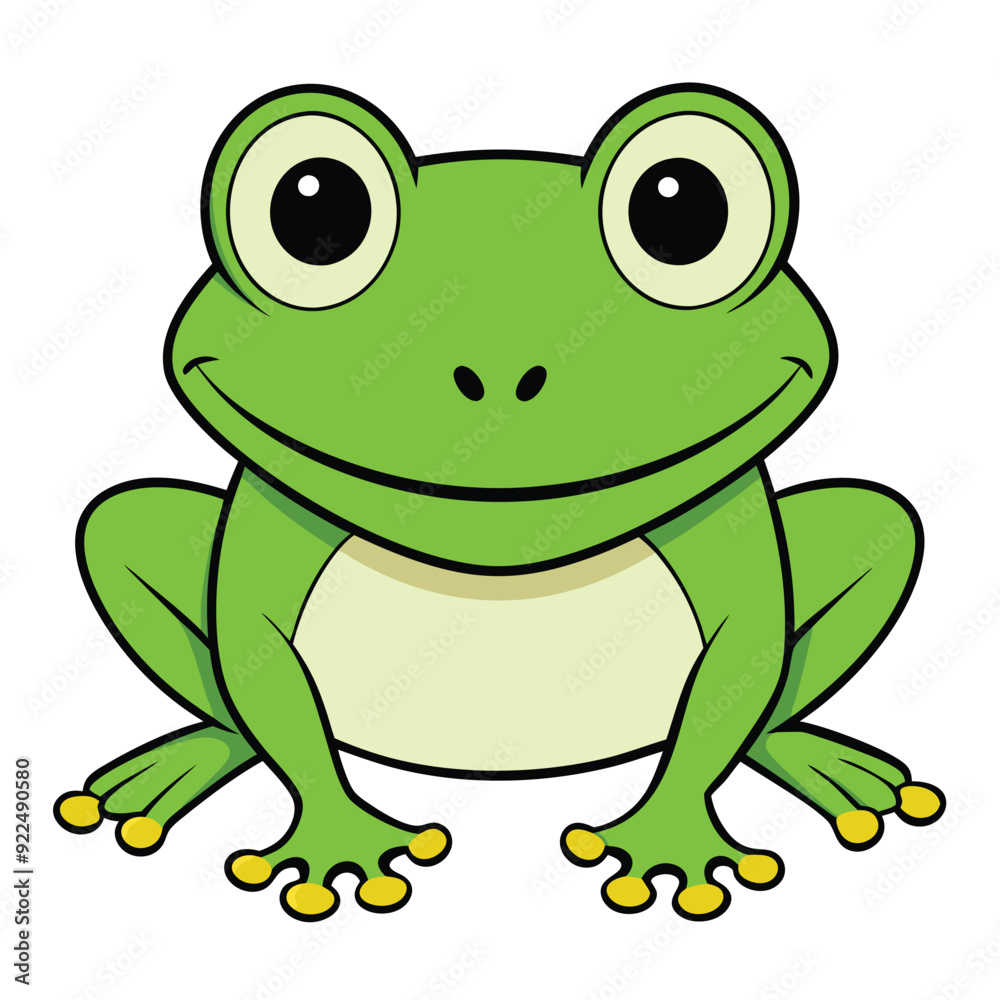 Cartoon Style Frog 2D Drawing Icon Vector Design on White Background Cartoon Style Frog 2D Drawing Icon Vector Design on White Background