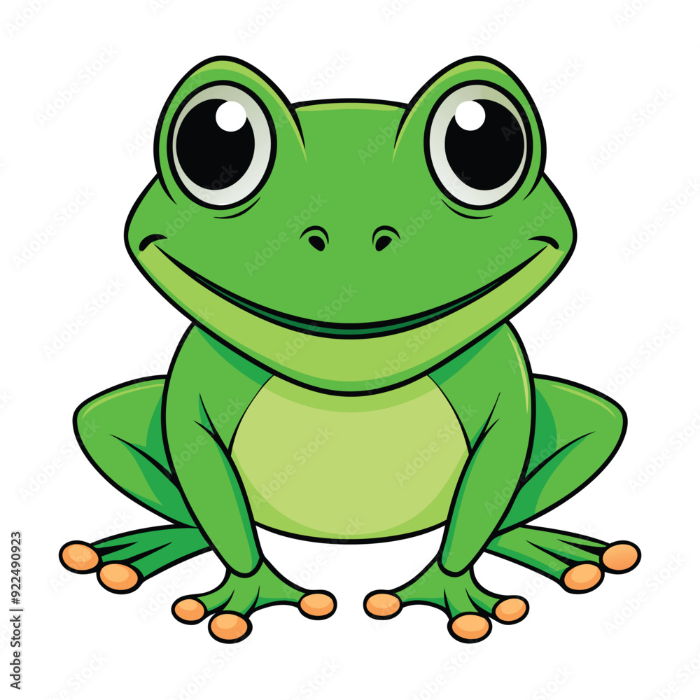 Cartoon Style Frog 2D Drawing Icon Vector Design on White Background Cartoon Style Frog 2D Drawing Icon Vector Design on White Background